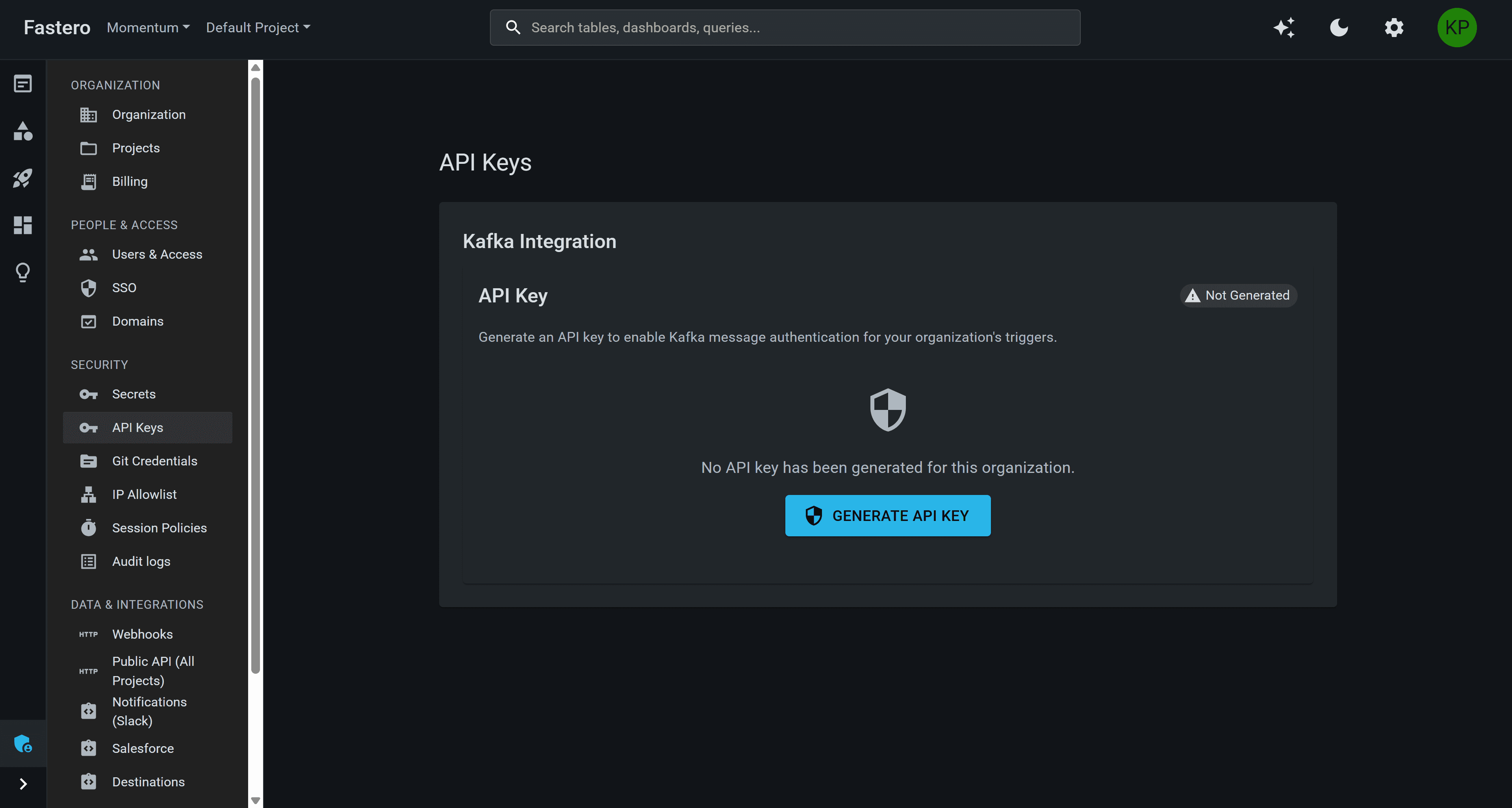 Fastero Public API creation and webhook management interface